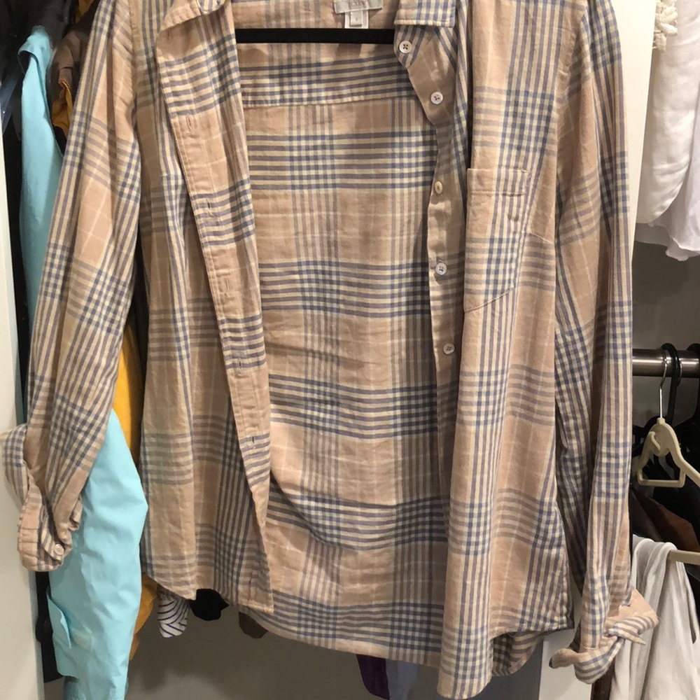 J Crew button plaid down